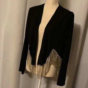 Vocal Black Jacket with Rhinestone Fringe